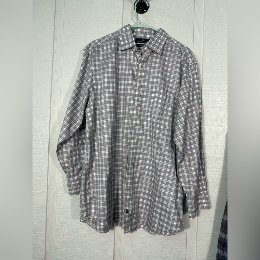 Hart Schaffner Marx Mens Plaid Long Sleeve Button Down Shirt Size 16 1/2 EUC